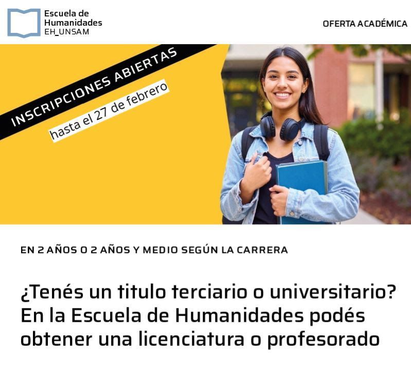 UNSAM ofrece pasar de un t�tulo terciario a una Licenciatura